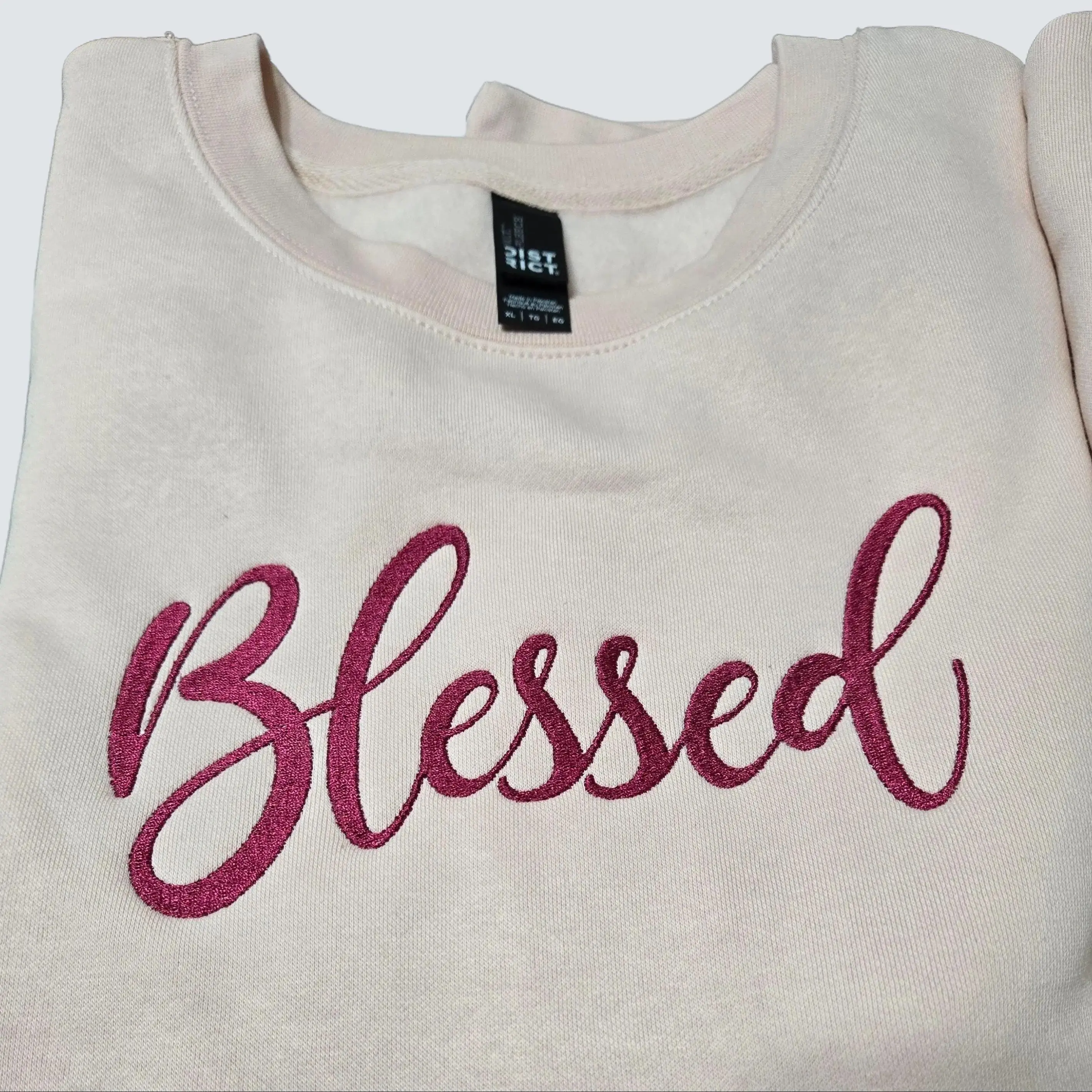 Blessed Embroidered Soft Pink Crewneck Sweatshirt Everyday Style