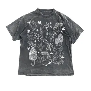 Frogs And Mushrooms Vintage Style Shirt, Retro Botanical Cottagecore Goblincore, Aesthetic Nature Top, Dark Academia,Frog Lovers, Gift For Men and Women -  Unisex S-3XL - Menswear & Womenswear - Streetwear Tops - Casual Cotton Crewneck Shortsleeve Tshirt