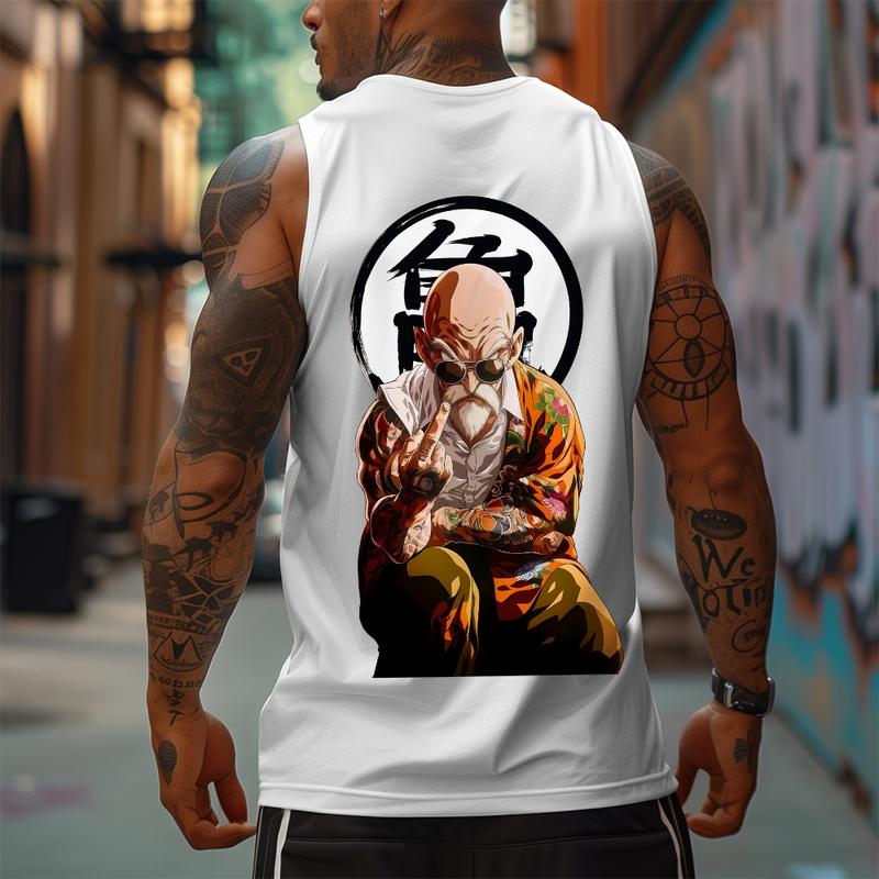 Dragon Ball DBZ Roshi Unisex Summer outfits men streetwear 80s 90s graphic tees cotton Anime tank tops men gifts Outdoorfun