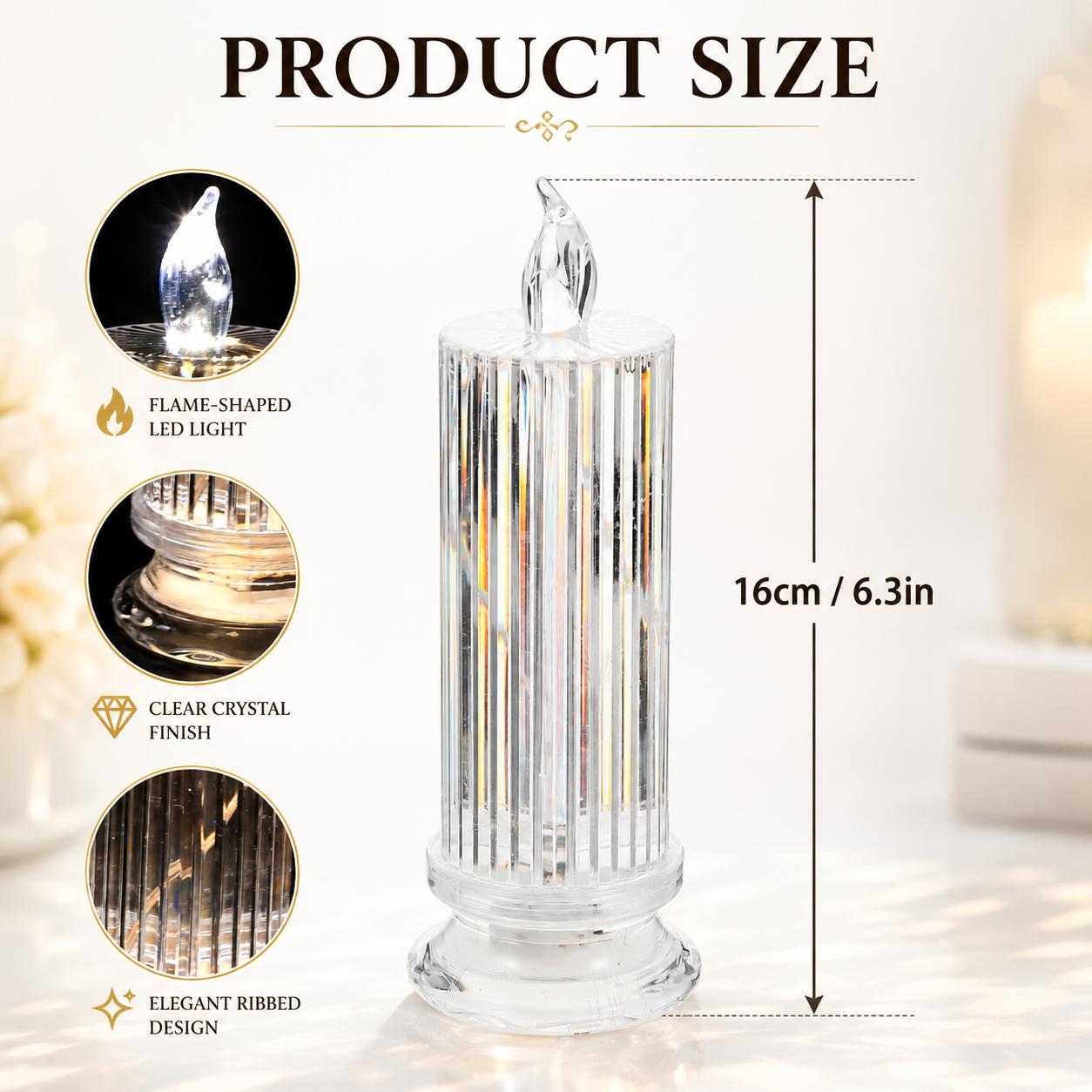 Elegant Crystal Candle Holders Set of 4 with LED Lights for Modern Home Decor