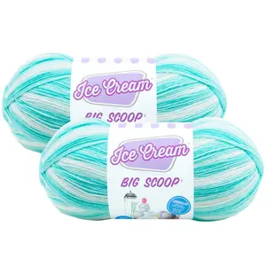 Lion Brand Yarn Ice Cream Big Scoop Mint Light Acrylic Yarn 2 Pack