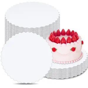 Cake Boards 10 Inch Round  White Scalloped Edges Food Graded Greaseproof Rounds 10in Cakes Cardboard Circles For Wedding Birthday Parties Pizza 10-pack