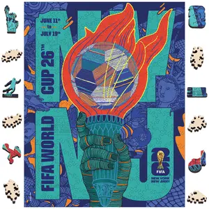 FIFA World Cup 2026 NYC New Jersey Poster Jigsaw Puzzle, Officially Licensed, 200 Laser-Cut Pieces,5MM Thick, Soccer Fan Gift