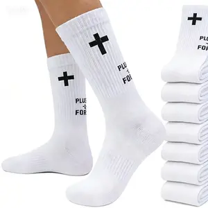 “Unisex Cross Socks - Soft Breathable Full Cotton Sports Socks, Christian Faith Religious Socks for Men & Women” Solid Color Mid-Calf Athletic socks  women  spikes grippy  vacation Compression Sleeves