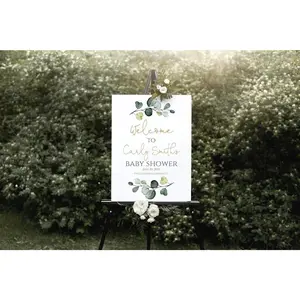 Greenery Welcome Baby Shower Sign, Editable Welcome Baby Shower Poster