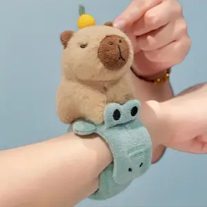 Capybara Slap Snap Wrap Capibara Plushie Wristband Bracelet Kawaii Cute Soft Plush Toy Hand Ring Creative Gift 25x10cm New Years Decorations