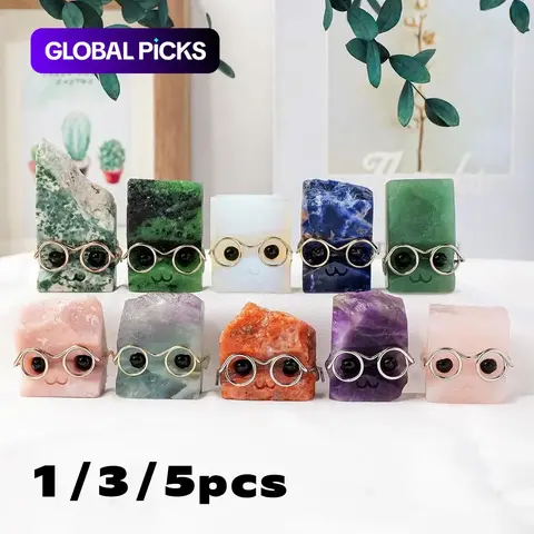 Random Color Natural Crystal Gemstone Pets, 1/3/5 Counts DIY Handmade Crystal Carving Fengshui Sculpture, Pet Memorial Ornament, Home Garden Decor