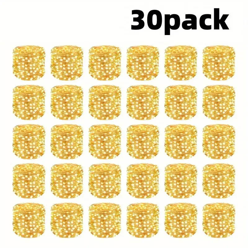 30/100Pcs Twinkle Lights Battery Operated, Three lighting modes，Festival Decorations  Mason Jars Lights Crafting, Firefly Lights DIY Decoration, Party (Warm White) Christmas Ornaments