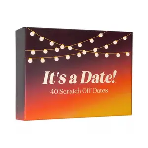 It's a Date! Romantic Gradual Design Scratch Cards, 40 Unique Dates, to Gradient, String Light Elements, Couples Game Set