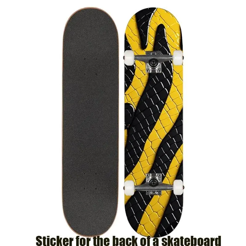 1 Flat "Simple Snakeskin Yellow and Black Markings" Retro Skateboard Sticker is suitable for double warp skateboard, scooter