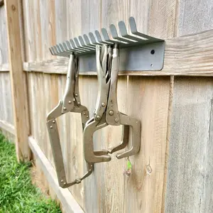 16-Slot Vise Grip & C-Clamp Tool Organizer – Heavy-Duty Metal Storage Rack