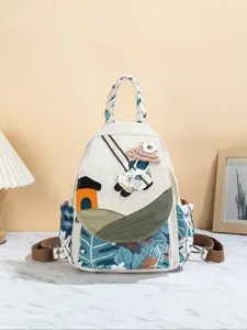 Boho Style Handwoven Hat & Girl's Cute Backpack Set, Multi-Layer Flip-Top Design, Original Two-In-One Chest Bag & Back Pack