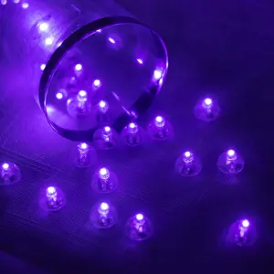 50-Pack LED Balloon Lights 0.5" Round - Purple Mini Waterproof Battery Operated Balls