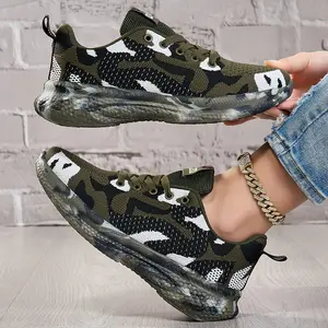 Summer Breathable Mesh Camouflage Sneakers for Men & Women Lightweight Running Shoes with Soft Soles Trending Casual Walking Training Tennis Badminton Shoes in Large Sizes