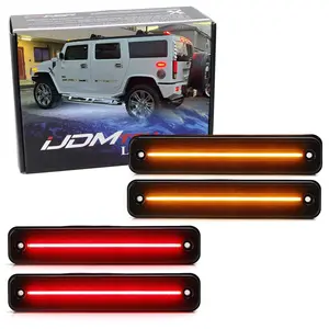 iJDMTOY Smoked Lens Amber/Red Full LED Side Marker Light Kit For 2003-2009 Hummer H2, Powered by Total 180-SMD LED