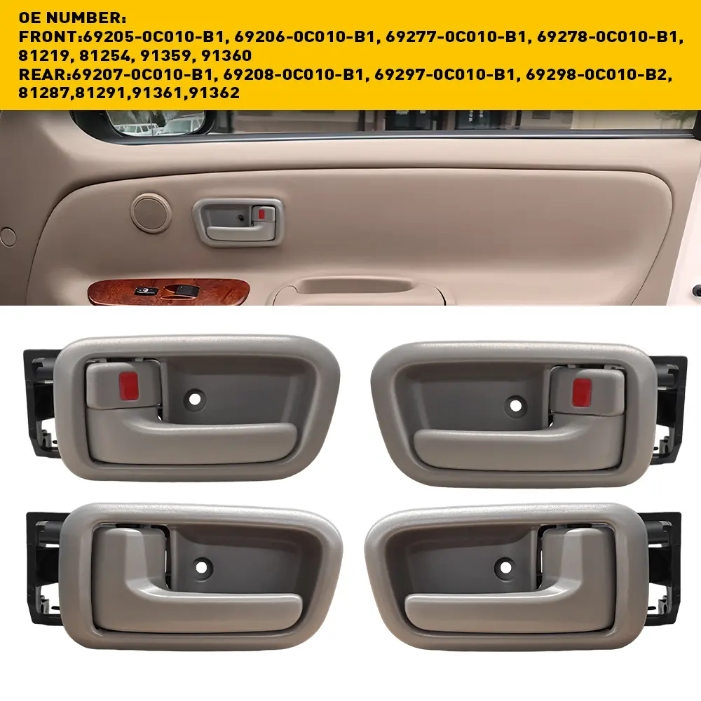 4x For Toyota Tundra 00-06 Beige Interior Front Rear Left Right Door Handle+Trim