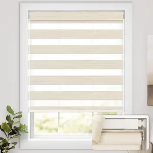 Cordless Zebra Blinds Linen No Drill Installation Linen High Precision Fabrics Beige 32.5" W x 72" H