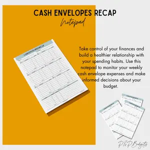 Cash Envelope Recap Notepad, Printed Recap Notepad, Minimalist, Weekly Expenses, Monthly Recap, Biweekly Recap, Weekly Recap, Budgeting