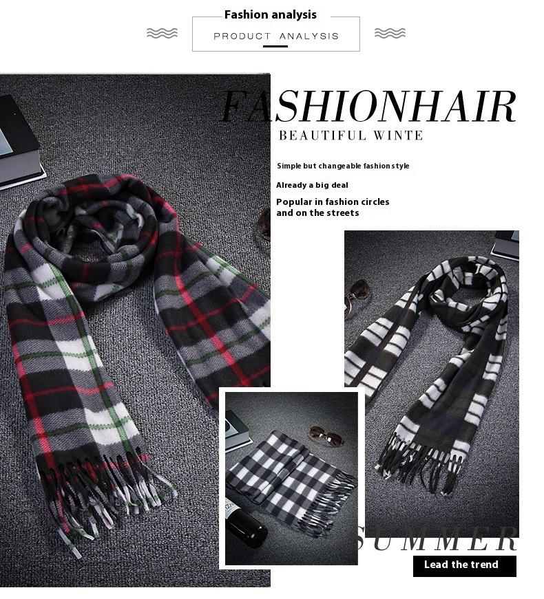 Autumn And Winter Black And White Plaid Plus-sized Thickening Thermal Men's And Women's Scarf