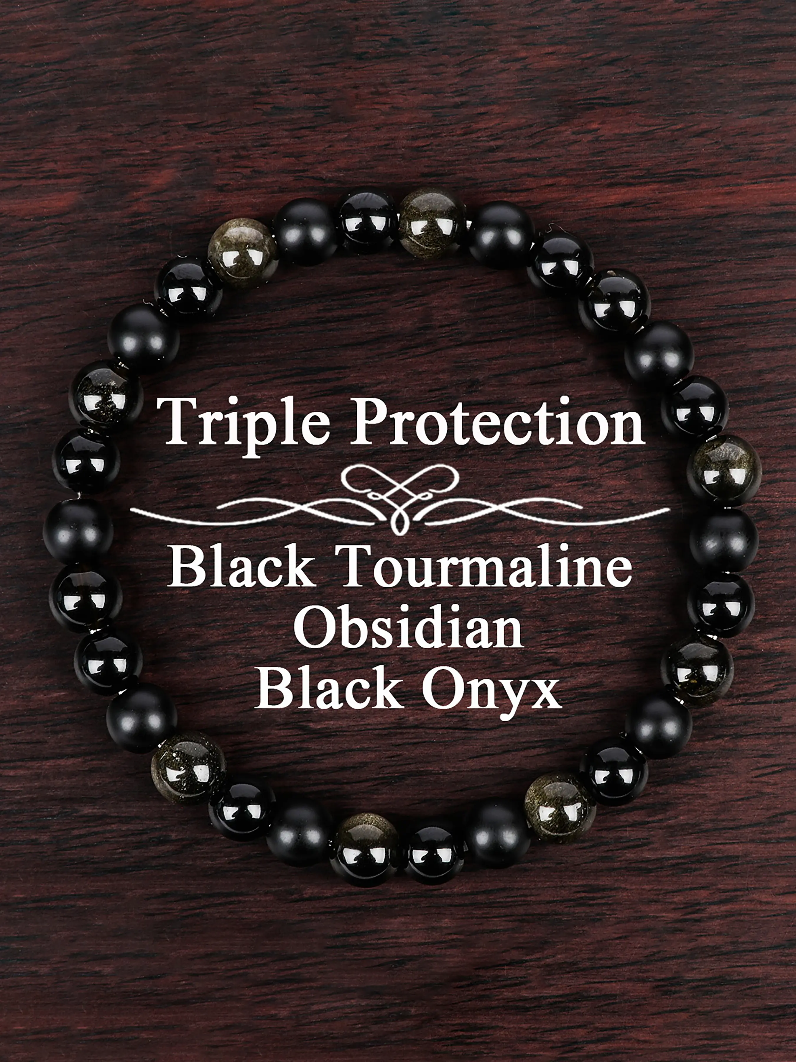 Unisex Crystal Healing High Quality Premium Bracelet, 6mm Jade & Beads, Triple Protection Jewelry Gift, Suitable for Men & Women