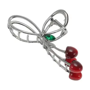 Unique Bargains Fashion Cherry Hair Clips for Home Black Red 1 Pc