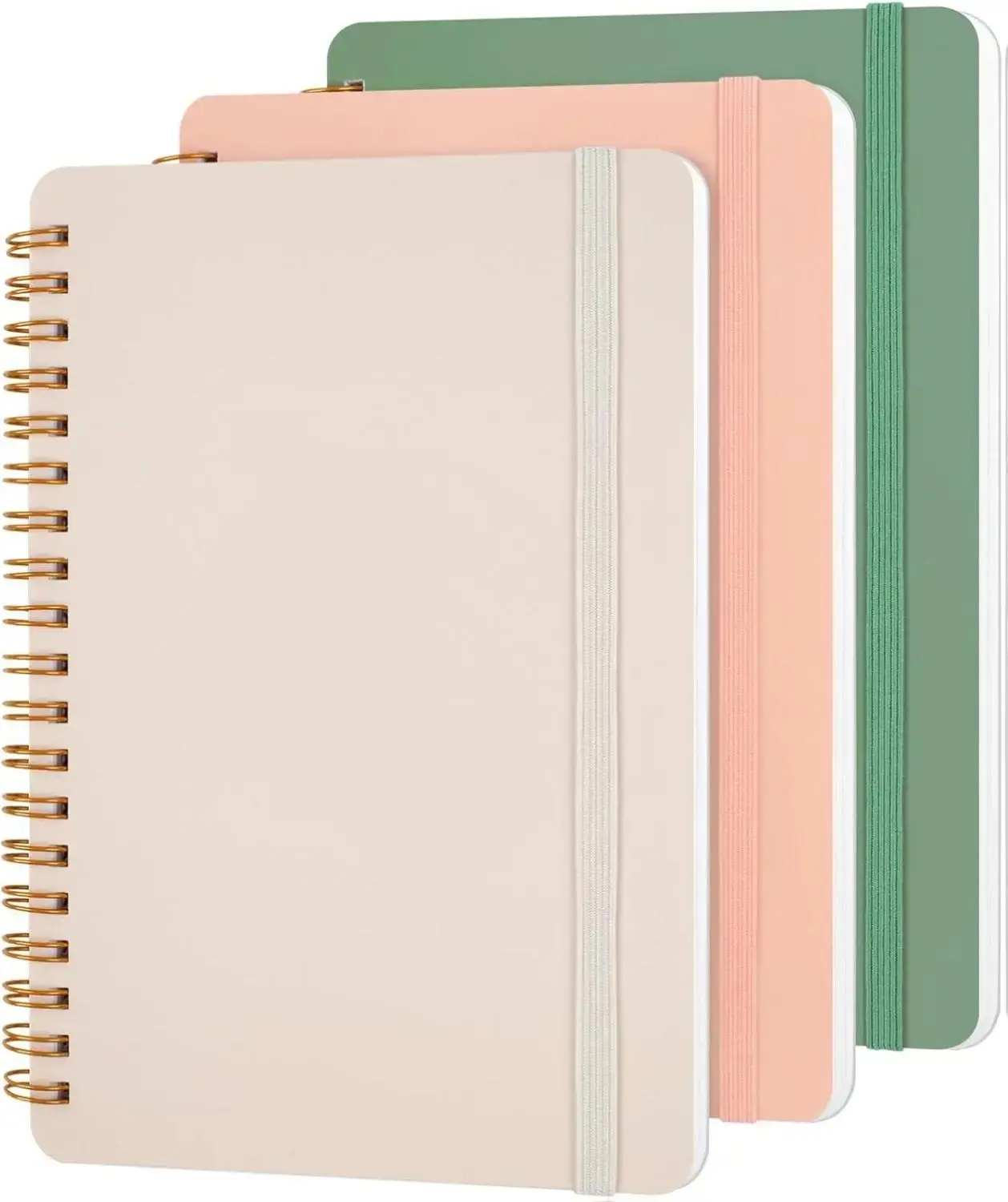 3PCS 5x7 Spiral Notebooks – Morandi Small Journals with Strap, 70 Sheets Each for Note Taking, Work, School & Daily Planning – Aesthetic & Cute Notebooks for Women