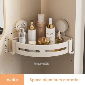 Musurjoy Space-Saving Suction Cup Bathroom Shelf - No Drilling Required, Made of, White Heavy-Duty Triangular Rack, Suitable for Shower And Toilet Walls/Tiles, Multifunctional Storage Organizer