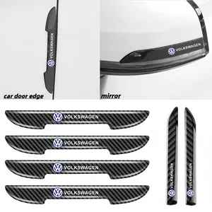 6-Pack Car Carbon Fiber Bumper Stickers, Door Edge Protection Film, Rearview Mirror Anti-Collision Decals, Car Accessories, Universal Fit for Volkswagen Vehicles
