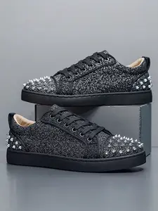 Men's Comfortable Punk Style Rivet Decorated Flat Shoes, Multiple Styles, Casual Daily Wear, Trendy Design, All Seasons