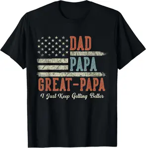 Pure Cotton Tee Gifts for Grandpa from Grandkids Dad Papa Great Papa T-Shirt Fabric Menswear