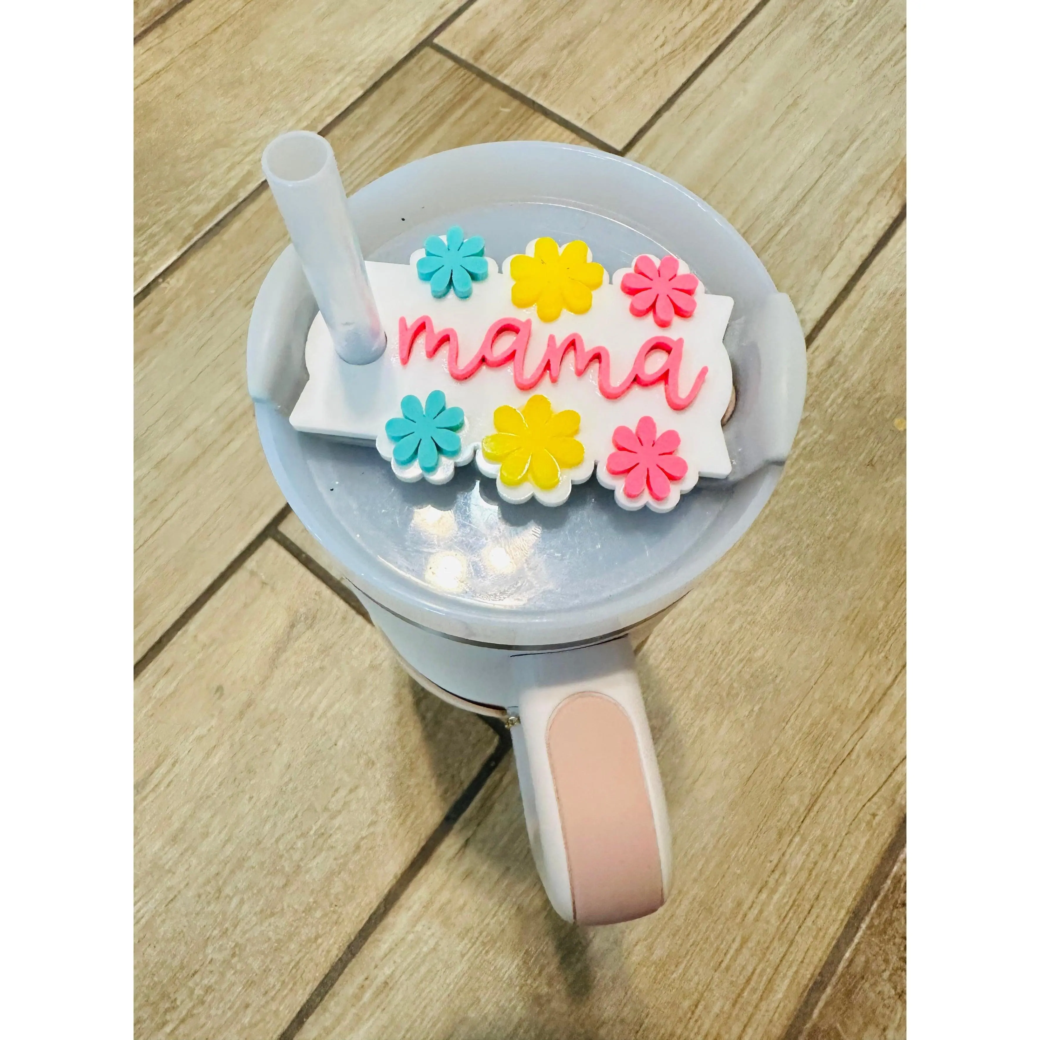 Acrylic Cup Topper- Flowers