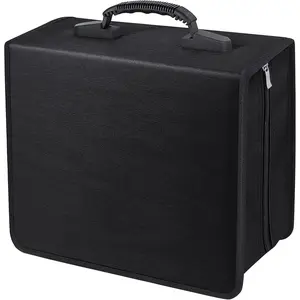 CD/DVD Binder, CD DVD Case Holder Binder 400 Capacity CD/DVD Wallet Storage Booklet Album Box (White Binder, Black)