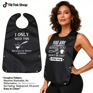 Unisex Adult Bib Apron, Waterproof Reusable Washable, 24 Colors Available, Optional Residue Collector, Suitable for Elderly and Adults