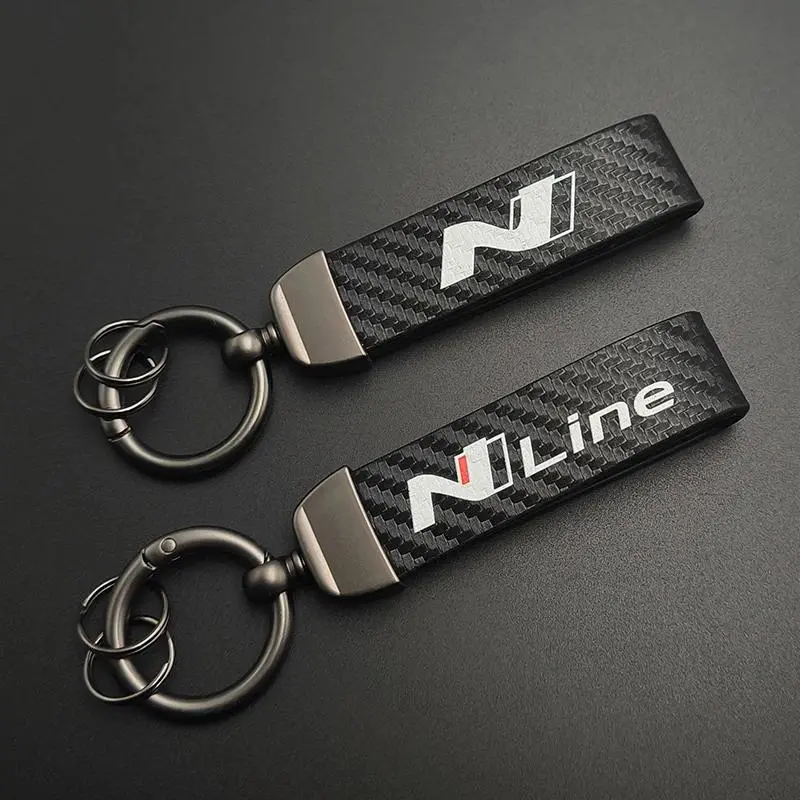 2024 Carbon Leather Keyring Luxury Women Car Keychain For Hyundai i20 i30 Elantra Kona Sonata Tucson N Line Keychain Accessories