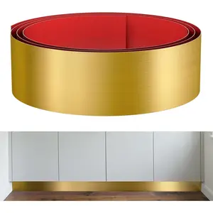 Stainless Steel Self Adhesive Toe Kick Cover, 6" x 102" Brushed Gold Baseboard Kick Plate for Bottom of Door, Kitchen Island, Cabinet Cupboard
