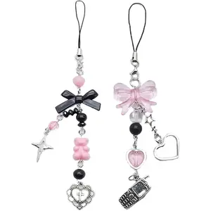 1-4PCS Cute Phone Charms Aesthetic Y2K Cell Phone Charms Strap Strawberry Butterfly  PhoneCharm Y2K Accessories for Bag  Airpods Camera Pendants Decor