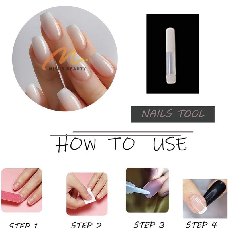 24Pcs Nude White French Fake Nail Short Square Nail Tips Fashion Wearable False Nails with Glue Simple Full Cover Press on Nails