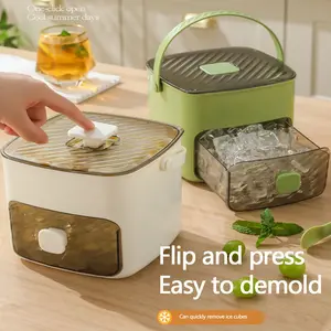 Large Capacity Ice Cube Tray Mold, Press Handle Ice Block Maker, Food Grade Refrigerator Storage Box, Home Use Ice Ball Mould