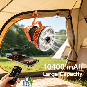 8 Inch Rechargeable Camping  with LED Light, 3 Speed 180° Rotatable Tent  with Hanging Hook, Quiet Portable  for Camping RV Fishing Emergency Blackout lightweight