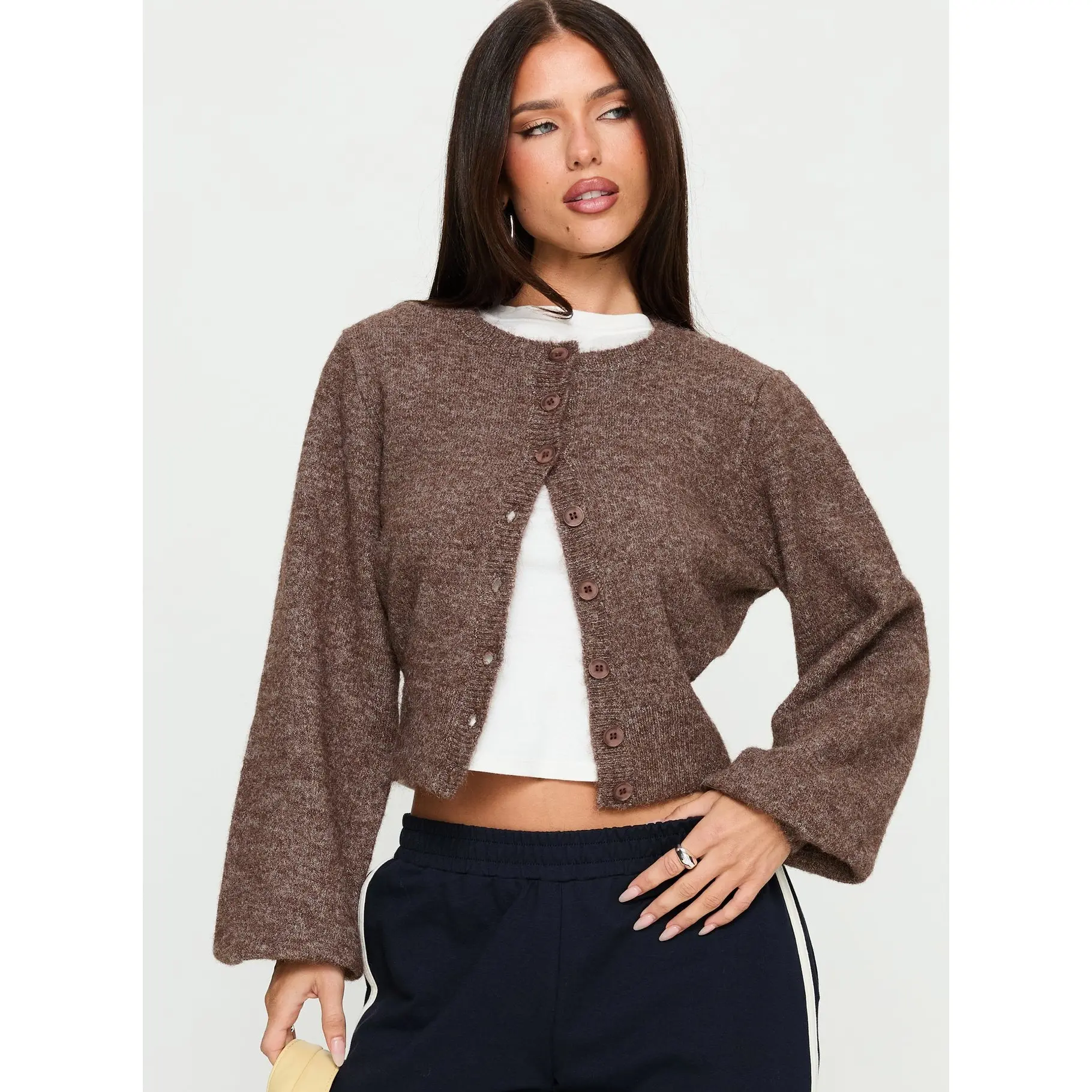 Dawsen Button Down Cardigan Brown