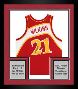 Framed Dominique Wilkins Atlanta Hawks Autographed Red Mitchell and Ness 1986 Hardwood Classic Logo Authentic Jersey - Fanatics Authentic Certified