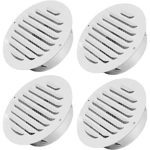 4" Round White Stainless Steel Soffit Vents Wall/Ceiling Vent Cover with Mesh Screen for Bathroom Dryer Attic (4 Pack)
