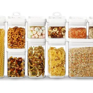 Felli Flip Tite Food Storage Container with Lid 4” SQUARE + RECTANGULAR Air Tight Ring Seal Top, Stackable Canister Jar Spice Pasta Cereal Snack Pantry Organizer, Gift Set for Women (10pk, Variety)