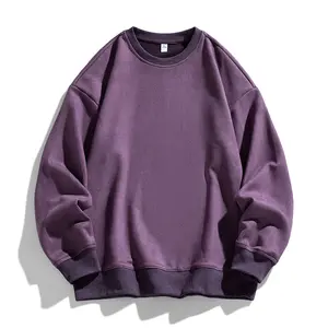 Men's Solid Color Drop Shoulder Suede Supersoft Midweight Sweatshirt, Casual Regular Fit Long Sleeve Crew Neck Pullover Base Shirt, Suitable for Autumn and Winter Wear, Men's Everyday Apparel