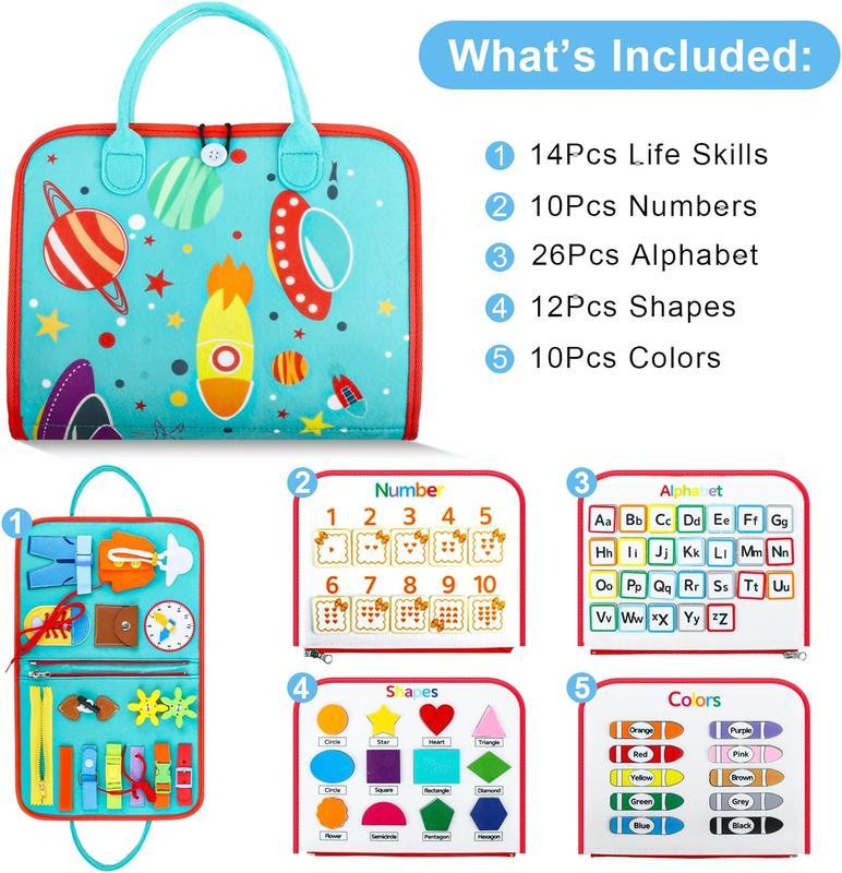 Montessori Interactive Shape Sorter Bag – Early educational game, travel toy and preschool activity for learning fine motor skills.