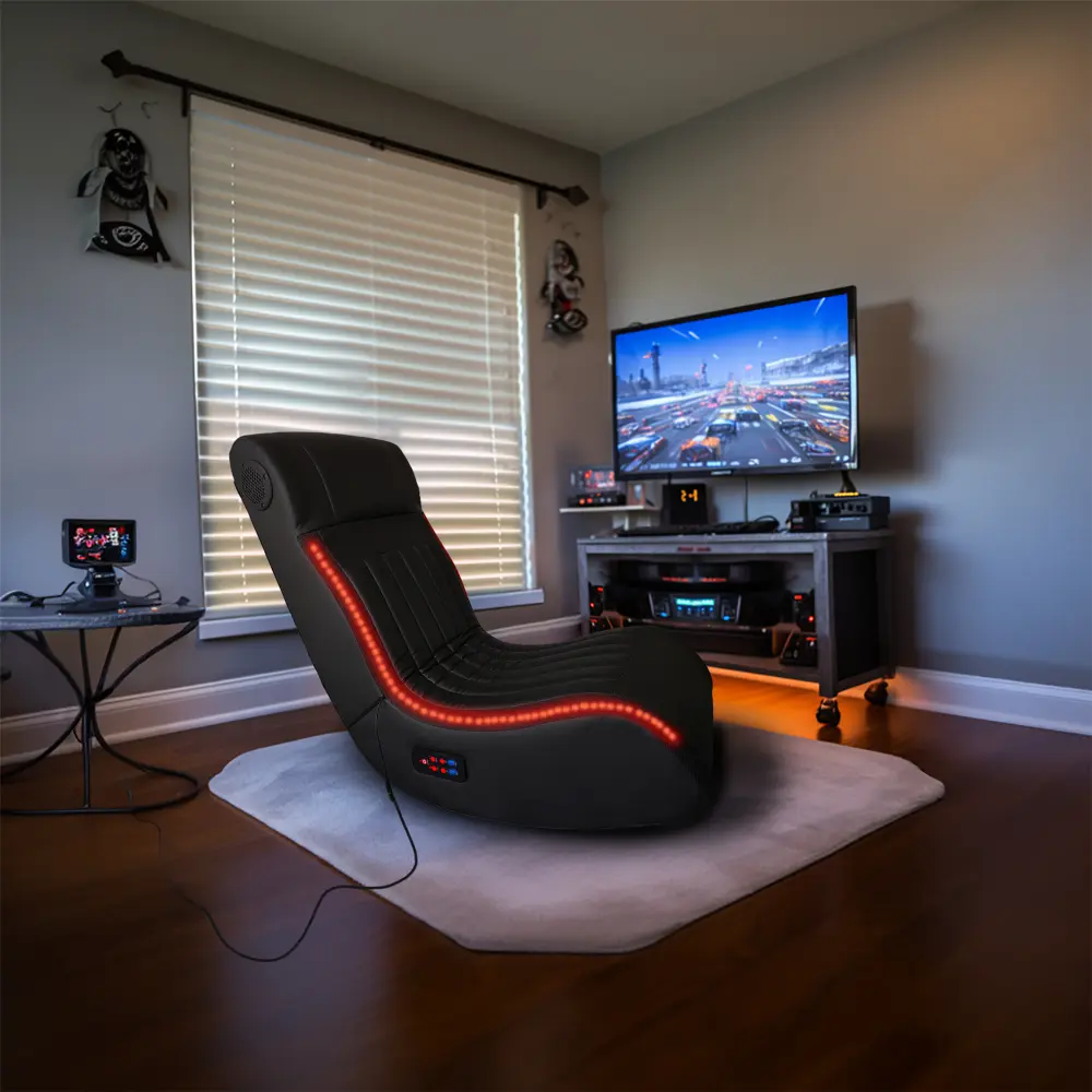 kaelin rocking chair Foldable Gaming Chair With Onboard Speakers, LED Strip Lighting, Bluetooth Music Speakers, Vibration Massage, USB Charging Port