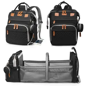 Diaper Bags with Changing Station,  Diaper Bag Backpack for Moms Dads with USB  Port,  Shower Gifts, Large Capacity diaper backpack, Black