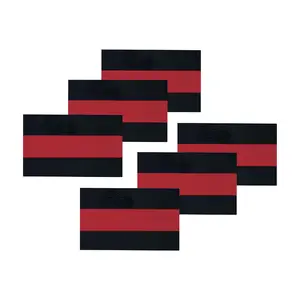 Reflective Thin Red Line License Plate Stickers, 1 x .75 Inches, 6 Pack