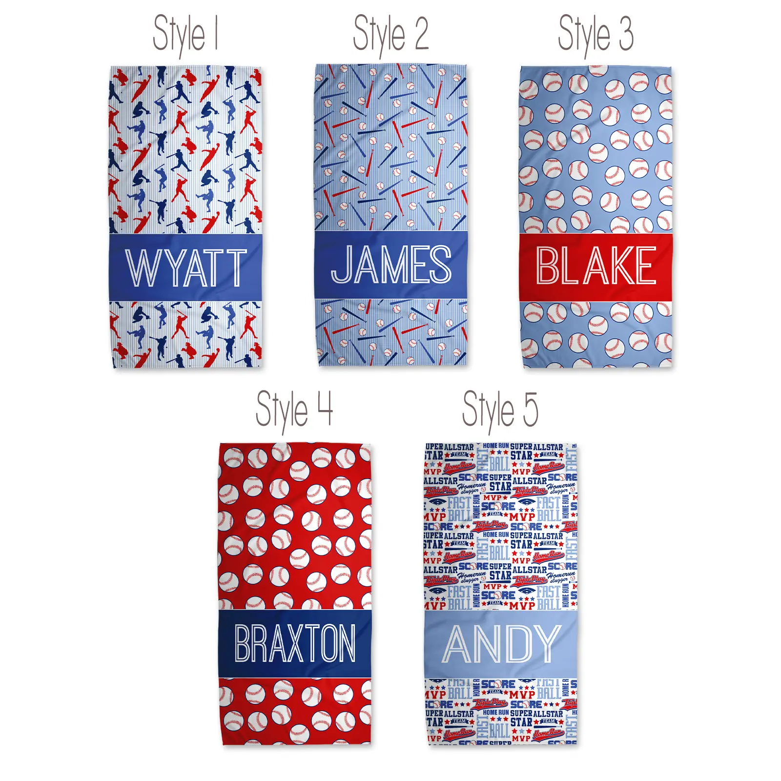 Personalized Terry Cloth Baseball Player Print Beach Towel - Custom Name Microfiber Beach Towel, Available in 30in×60in/35in×70in Sizes, Beach Towels
