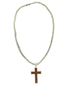 Twister Men's Leather Cross Necklace - 32104